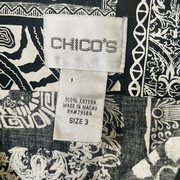 Chico’s Black White Buttondown shirt size L - Picture 2 of 7